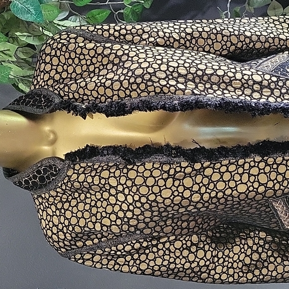 VintageYak Magik Gold & Black Elegant Reversible Open Blazer Jacket Size L - Picture 9 of 13